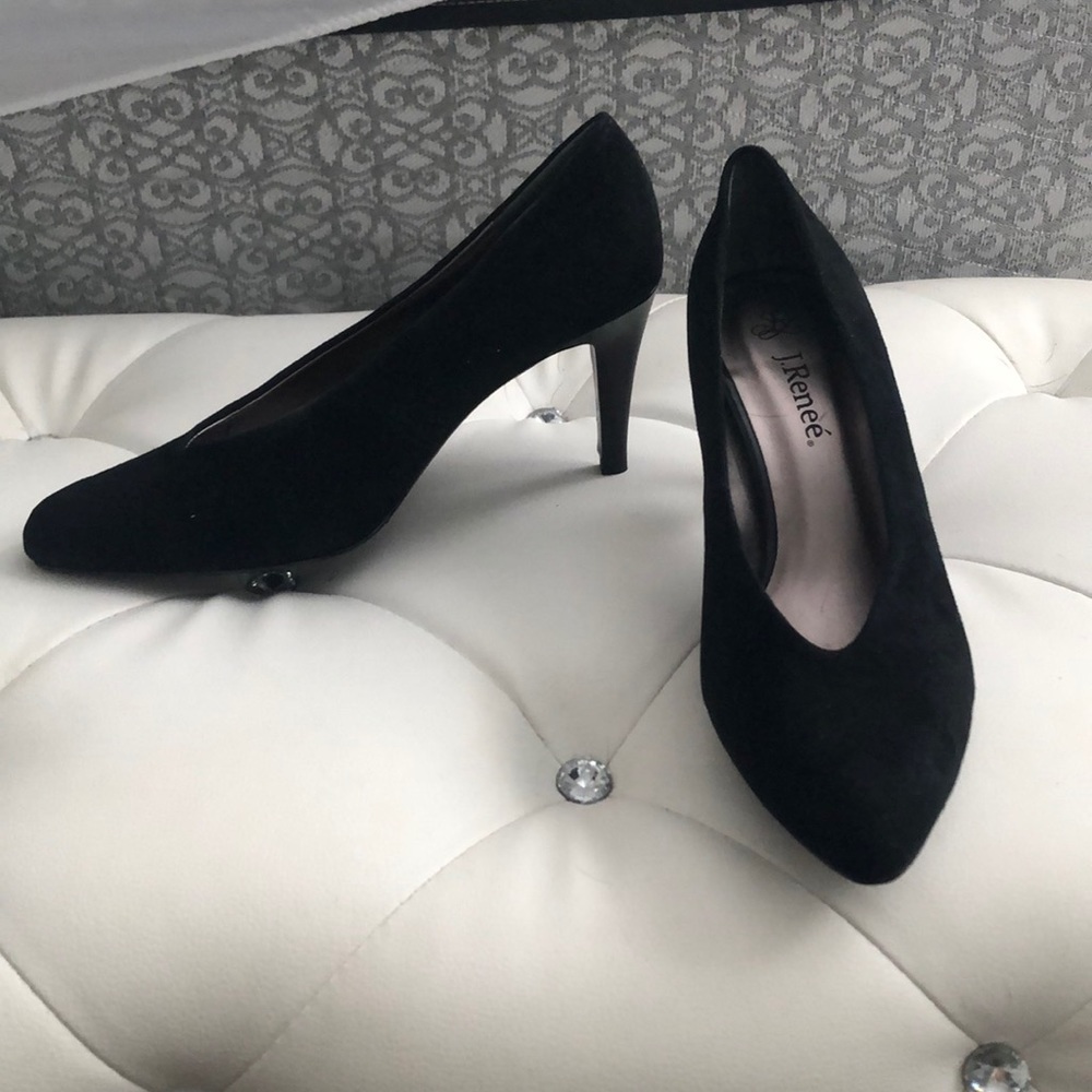 Black suede heels
